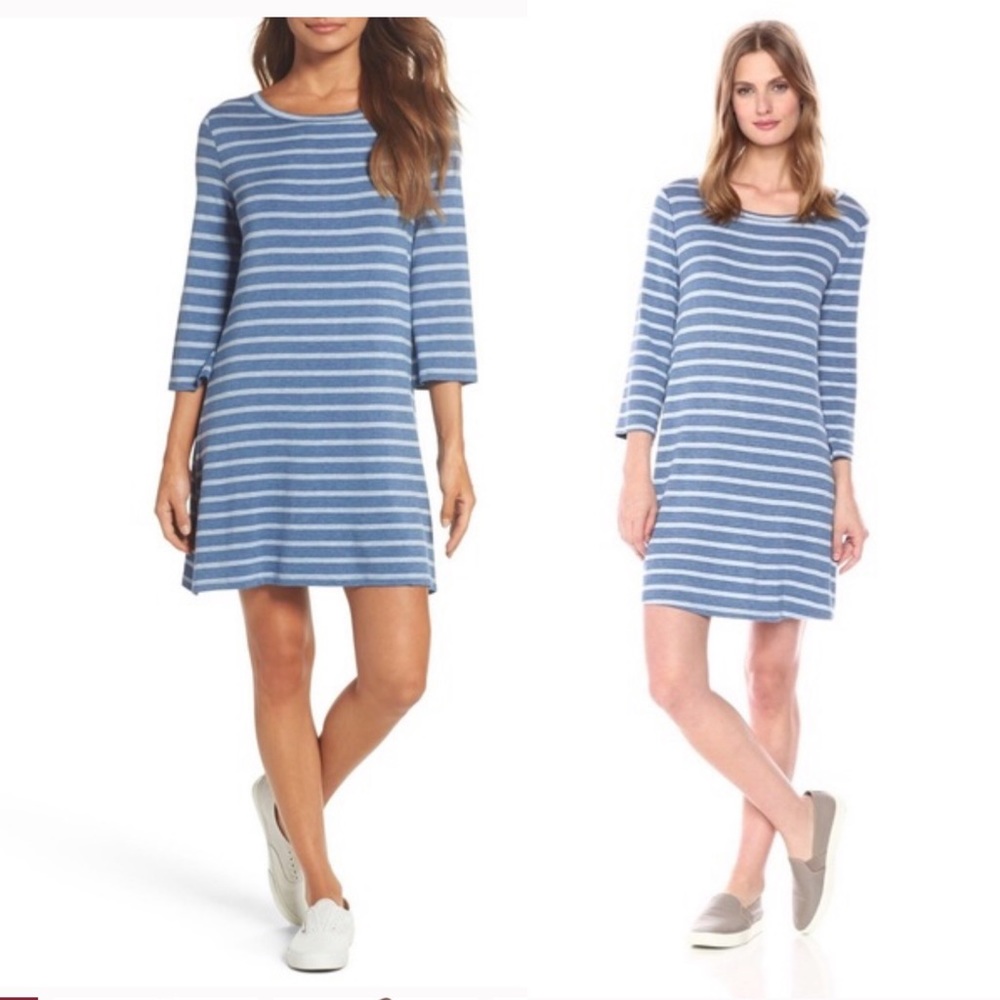 BB Dakota cute casual blue striped shirt dress